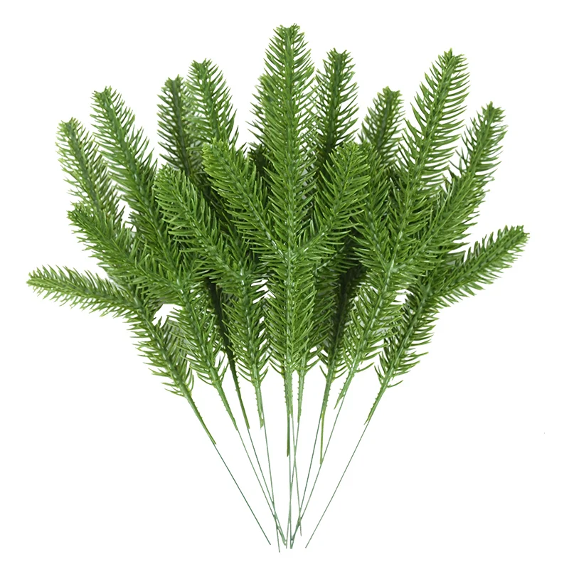 5/10pcs Artificial Green Pine Needle Branches Simulation Plant Three-dimensional Double-sided Pine Needle Christmas Circle Decor