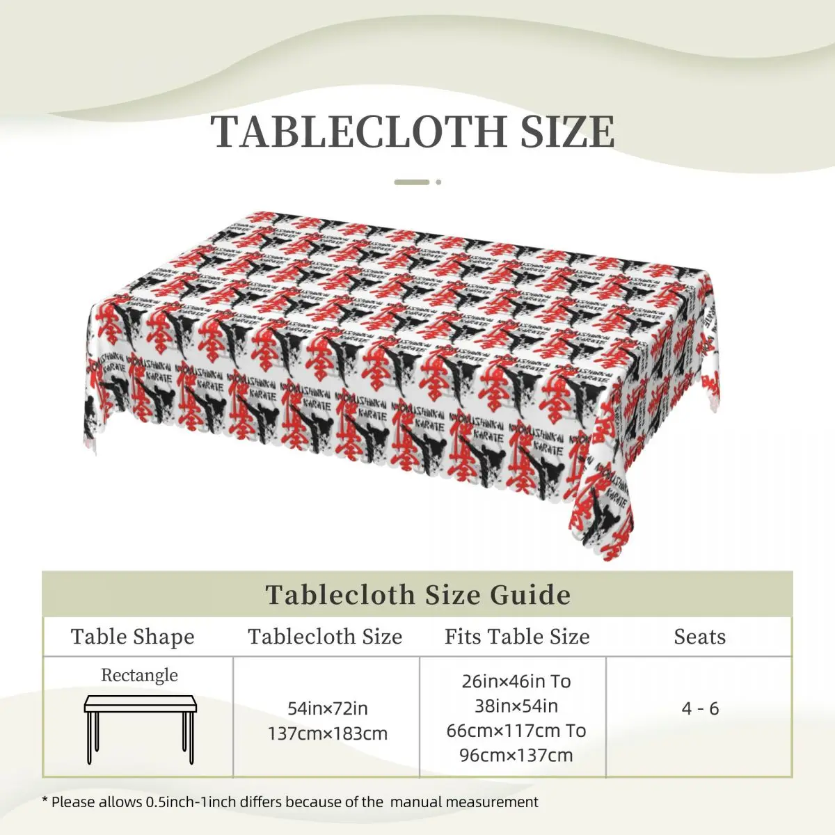 Kyokushin Karate Bushido Values Tablecloth Restaurant Kitchen Rectangular Tablecloth Festival Party Outdoor Dining Table Cover