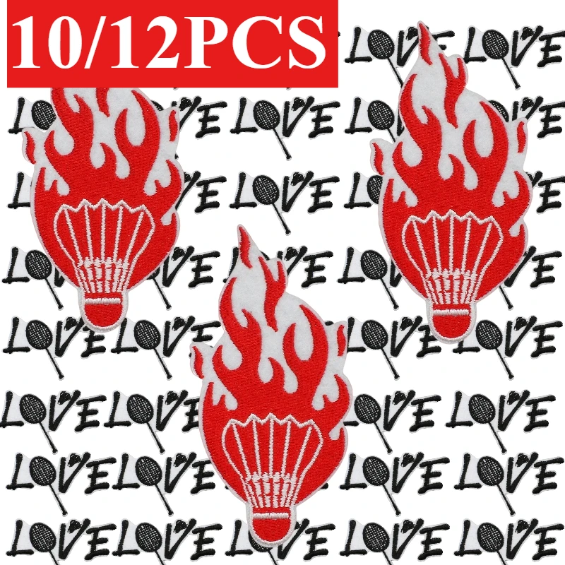 10/12PCS Lots/set of Badminton Theme Embroidery Cloth Patches Cat Badminton Sewing Patch DIY Decorative Ironing Bag/hat/cloth