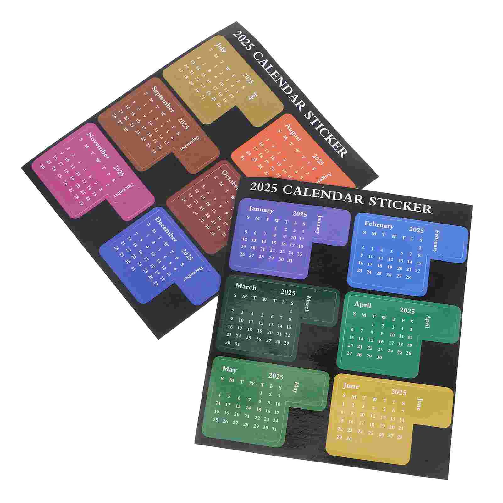 

2025 Calendar Sticker 12 Months Index Tabs Colorful Planner Accessories Pocket Size Bookmarks Note Taking School Office Use