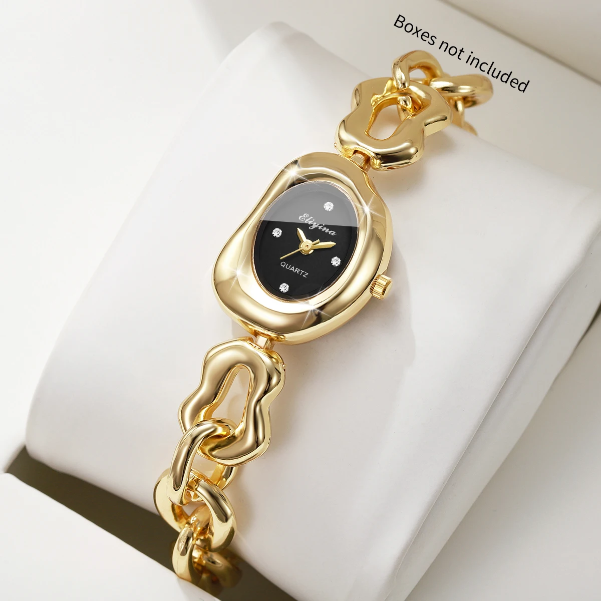 Luxury Irregular Oval Women Quartz Wristwatch Elegant Chain Bracelet Rhinestone Ladies Dress Watch Relogio Feminino (Without Box