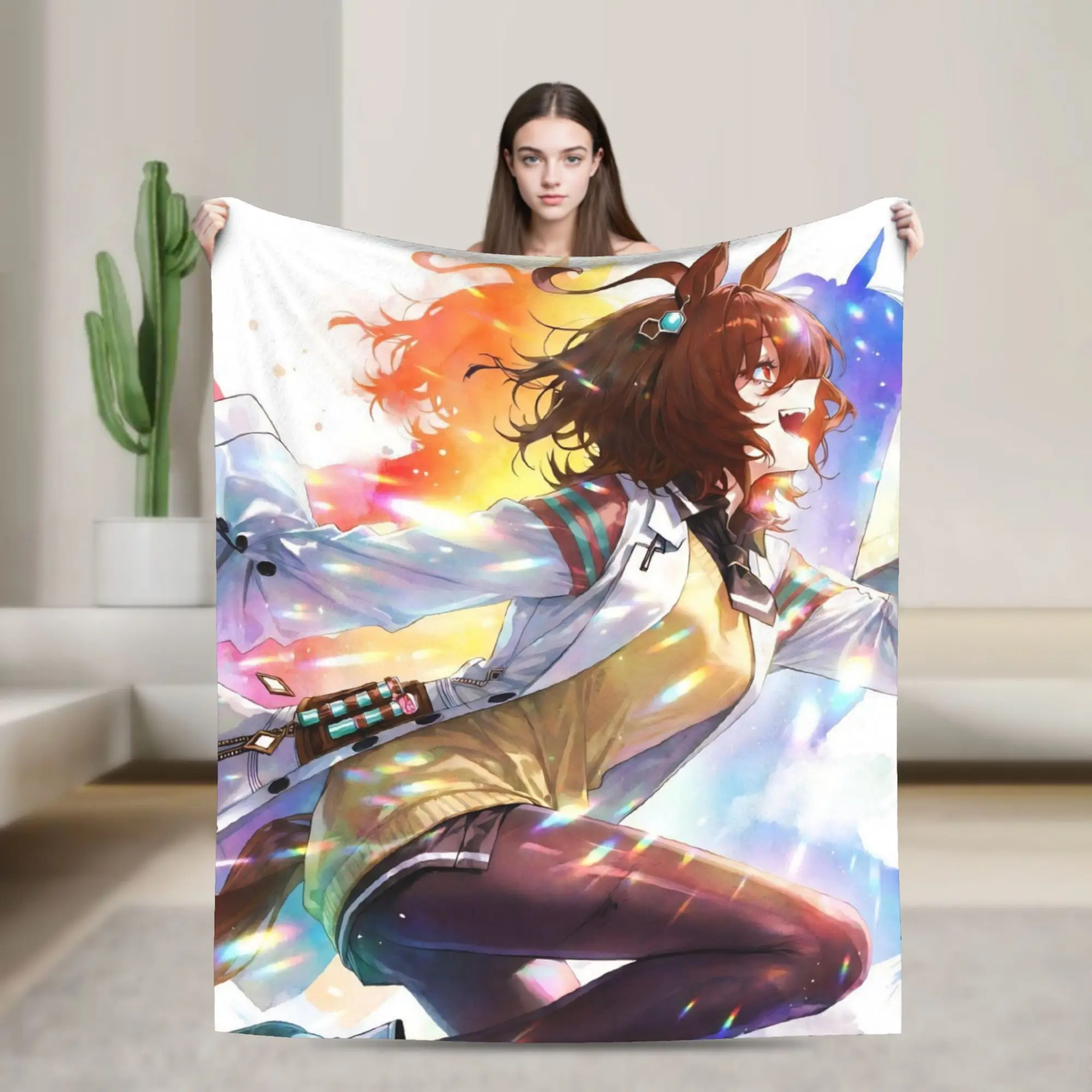 Agnes Tachyon Blankets Coral Fleece Plush Uma Musume Pretty Derby Super Warm Throw Blanket for Car Sofa Couch Bedroom Quilt