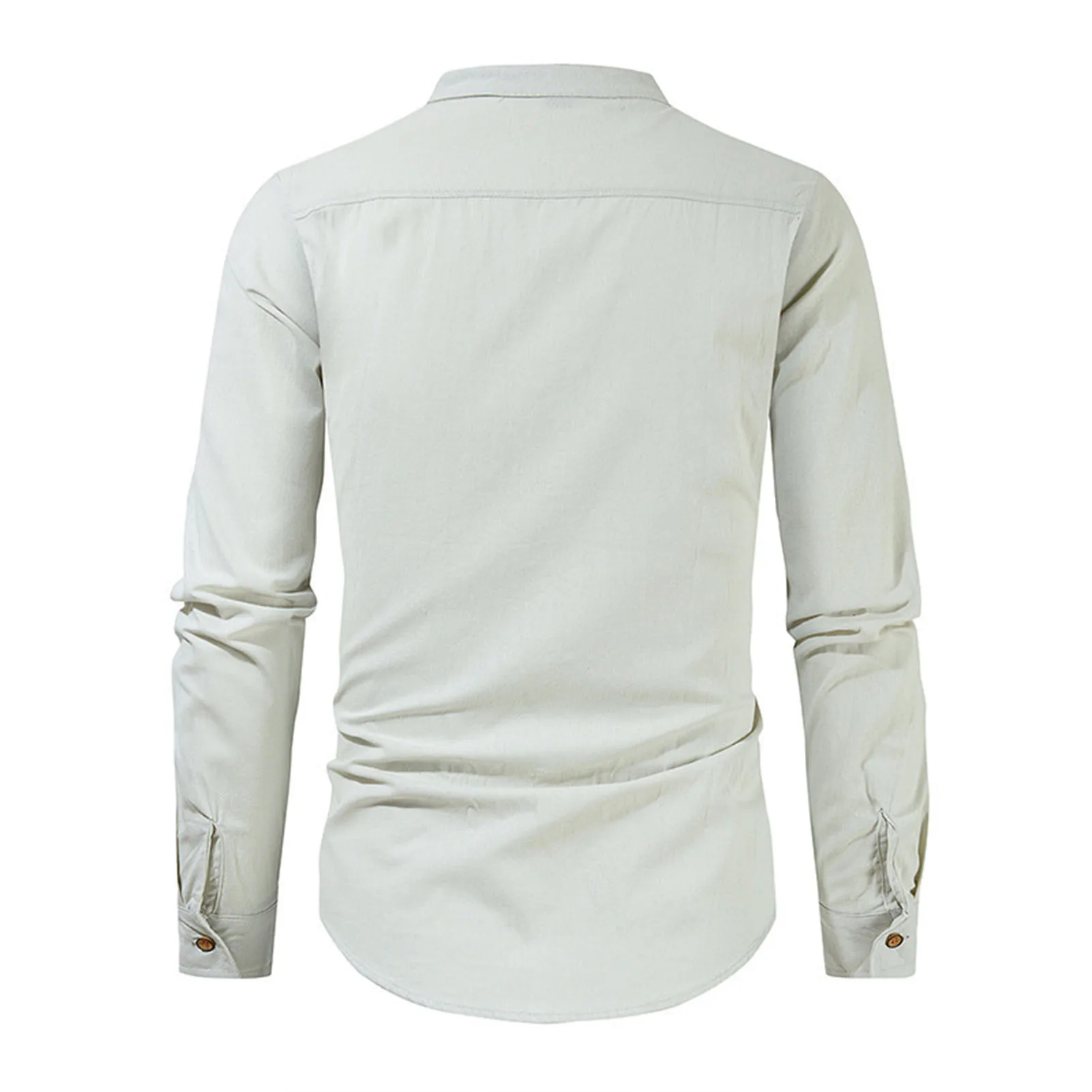Men's Linen Shirt Thin Long Sleeved Casual Loose Cotton Linen Shirt Top White Men's Clothing