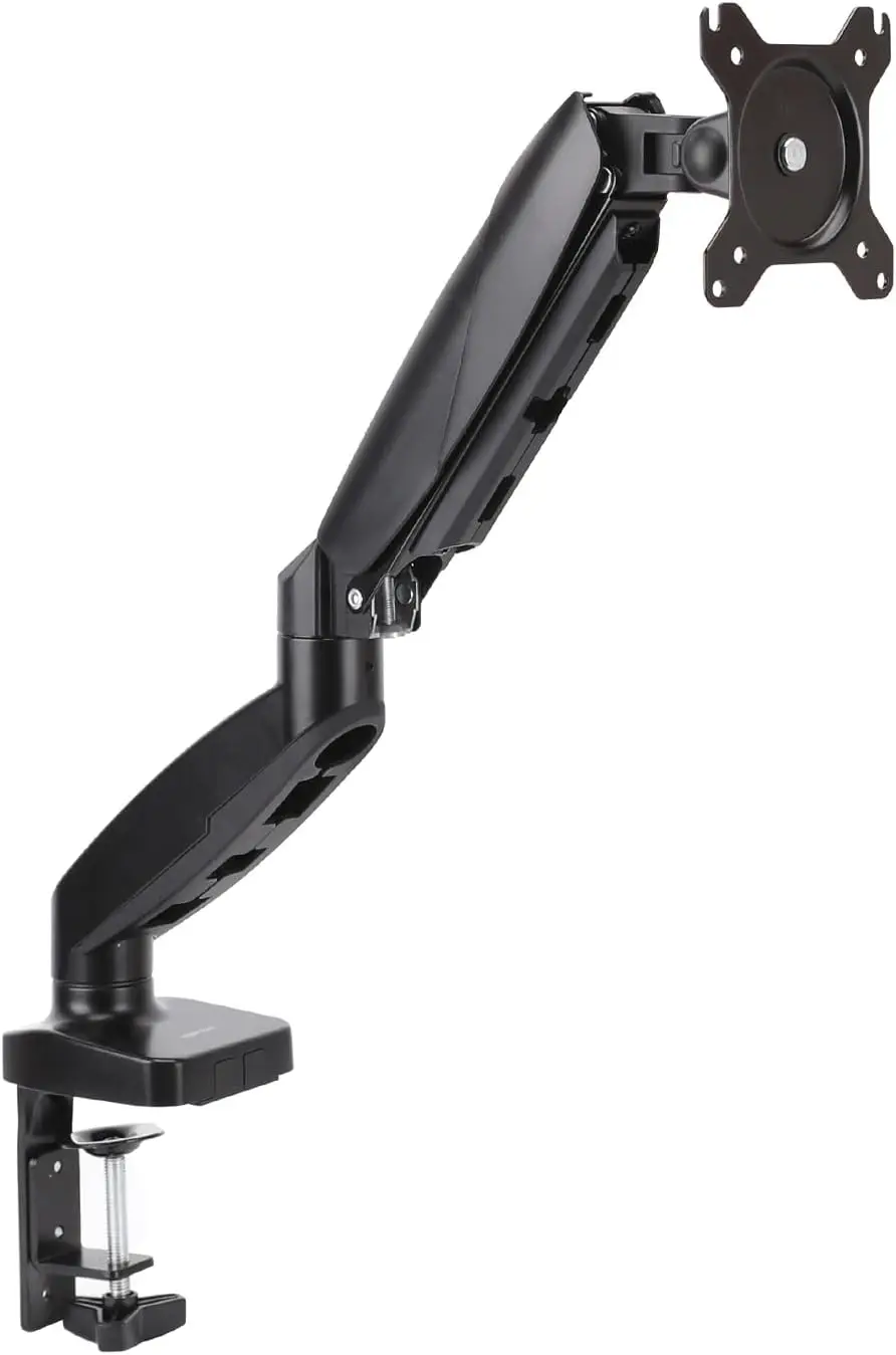 Adjustable Single Monitor Arm Desk Mount, Holds up to 27" Screens, Black - Ergonomic Computer Monitor Stand