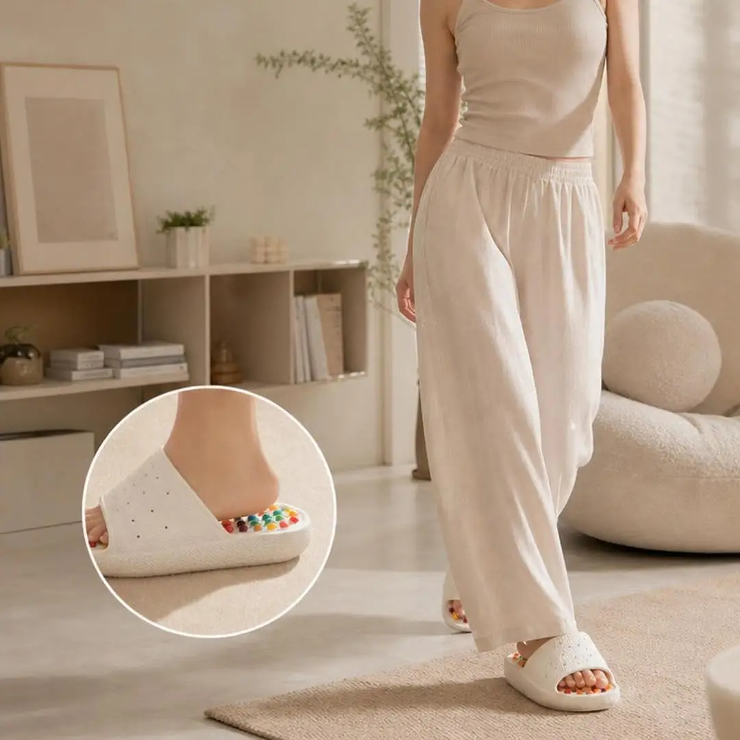 Akupressur-Massage-Slipper für Damen und Herren mit eingebetteten runden Perlen, physiotherapeutisch, rutschfest, aus EVA, für den Innenbereich, Zuhause, Badezimmer. – Detail 4