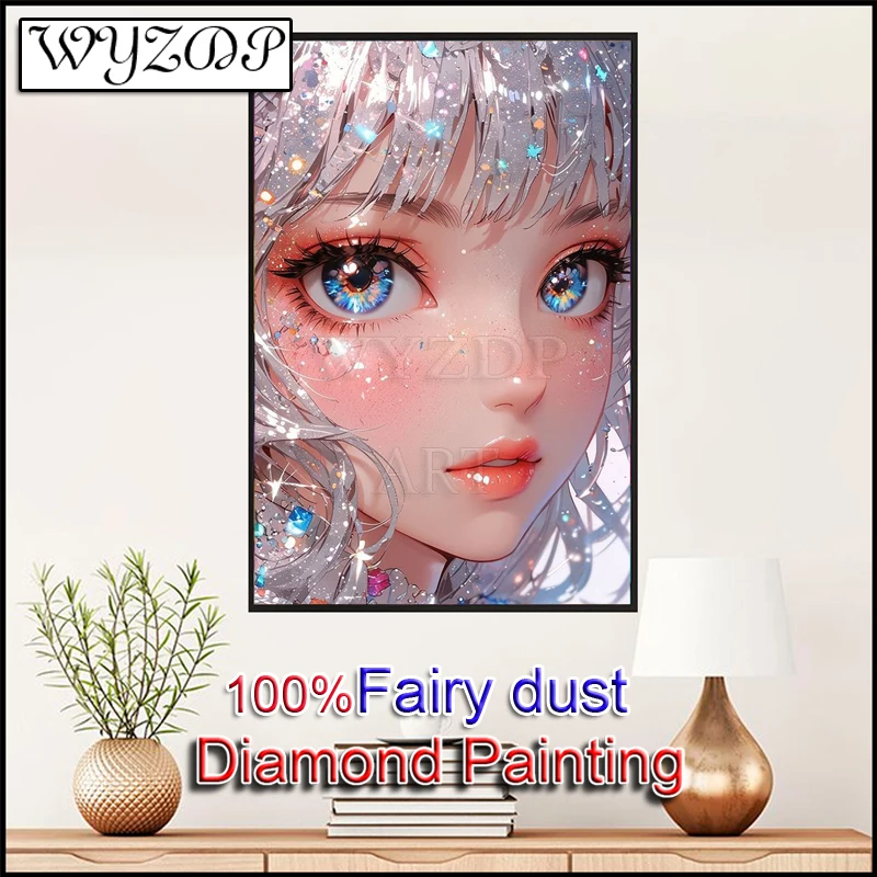 100% fata polvere pittura diamante pieno quadrato diamante ricamo cartone animato ragazza gemma punto croce AB diamante arte cristallo decorazioni