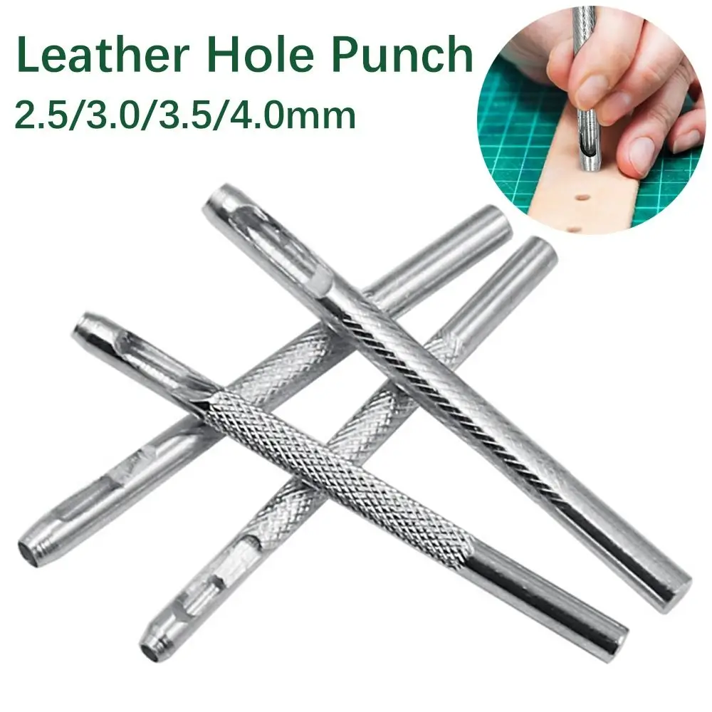 Multifunctional Carbon Steel Leather Hole Punch 2.5/3/3.5/4mm Silver Corn-eye Puncher Hollow Hole Bit Belt