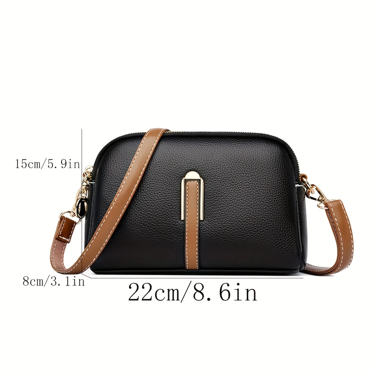 Vintage Litchi Pattern Crossbody Bag - Retro Shoulder Bag & All-Match Handbag/Purse for Women