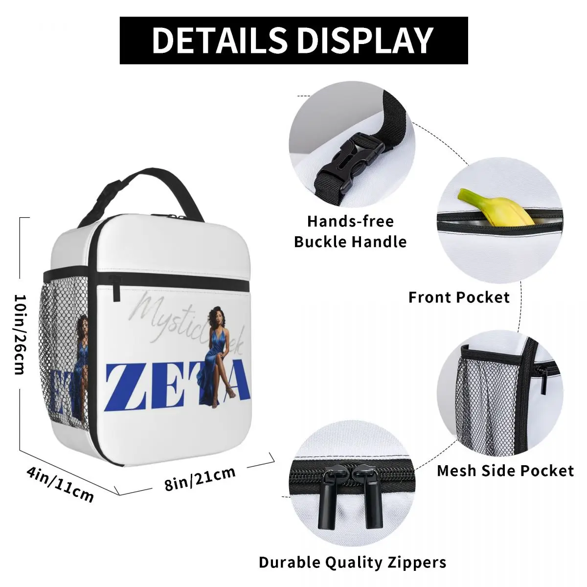 Zeta Phi Beta Sorority Greek Letter 1920 Insulated Lunch Bag for Women Office Cooler Thermal Food Box Tote Lunch Boxes Container