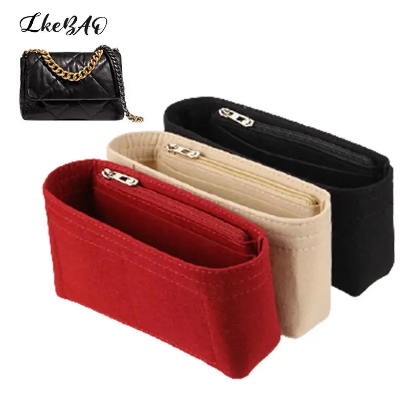 

1PCS Travel Inne Felt Cloth Bag Liner Fits For Luxury Bag Insert Organizer Cosmetic Makeup Bag Zipper Organizer Felt Cloth