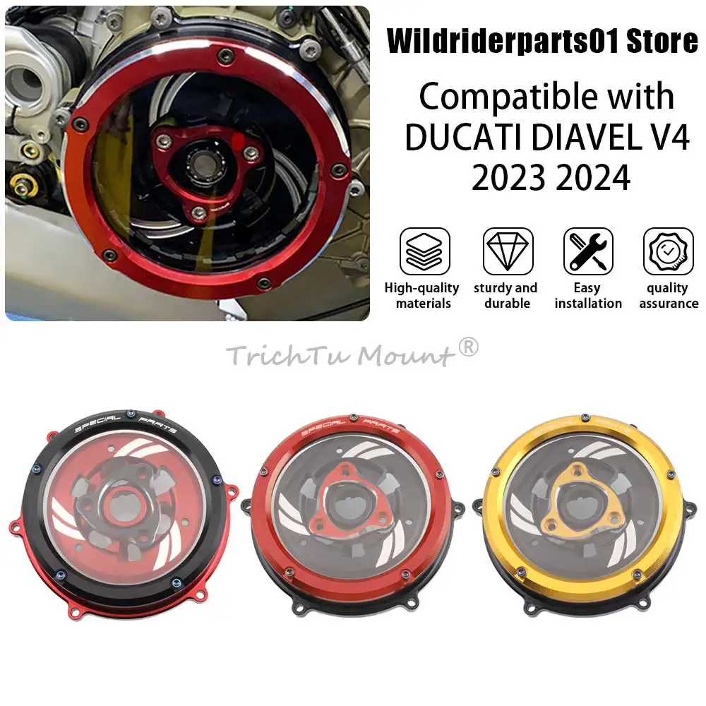 

Motorcycle 1 Piece Engine Clear Clutch Cover Protector Guard Pressure Plate Fit For DUCATI SUPERBIKE PANIGALE V4 S 2018- 2024