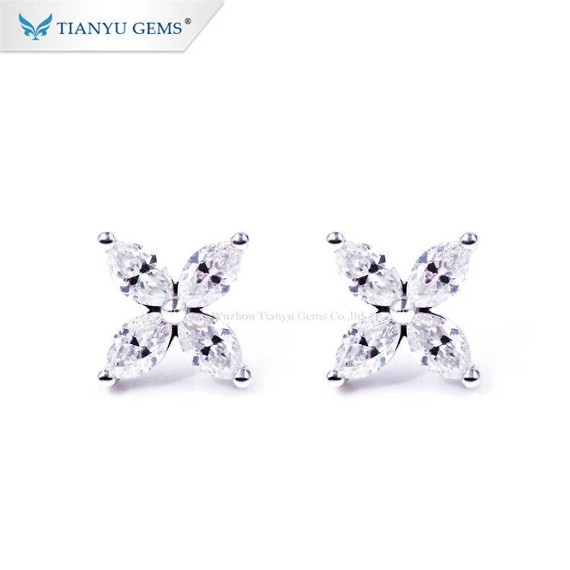 

Tianyu Gems 5x3mm Marquise Cut Moissanite Stud Earrings 18k 14k 10k White Gold DEF Sparkle Diamonds Wedding Earrings Women Girls