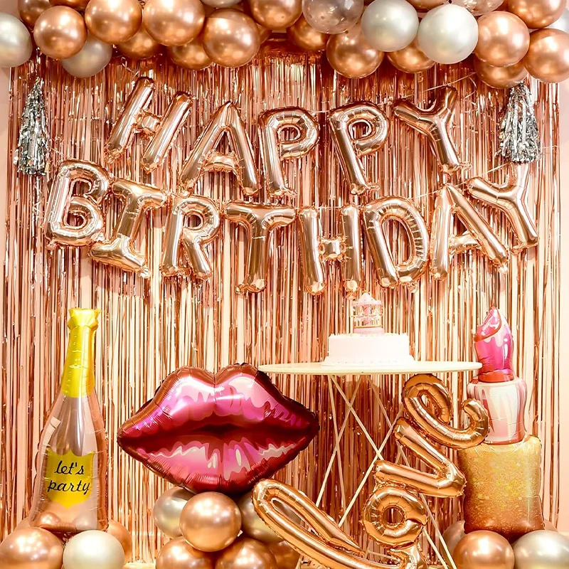 13 قطعة 16 بوصة رسالة احباط بالونات ارتفع الذهب الأسود الأحمر بالونة عيد ميلاد سعيد حفلة عيد ميلاد الديكور الملونة راية Globos