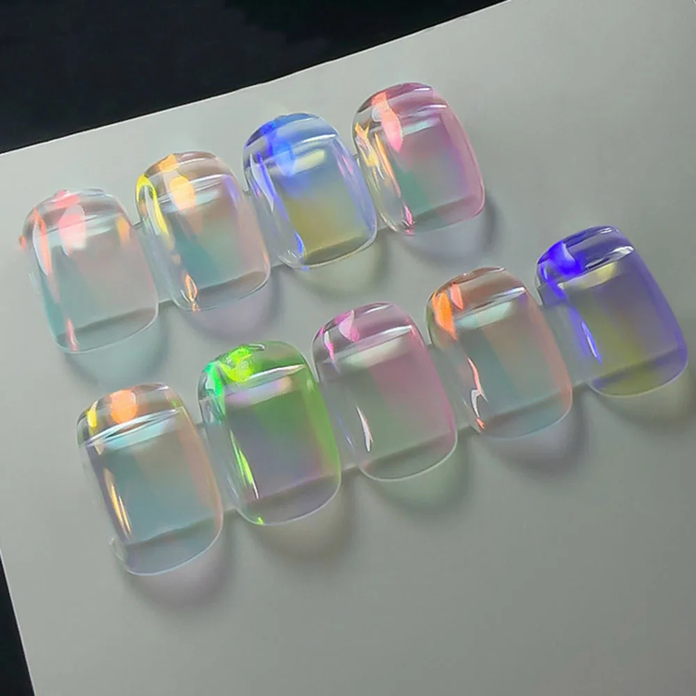 Neon Rainbow Chrome Glitter Nails Aura Clear Mirror Effect Neon Chameleon Nail Powder for Manicure Decoration Rubbing Dust