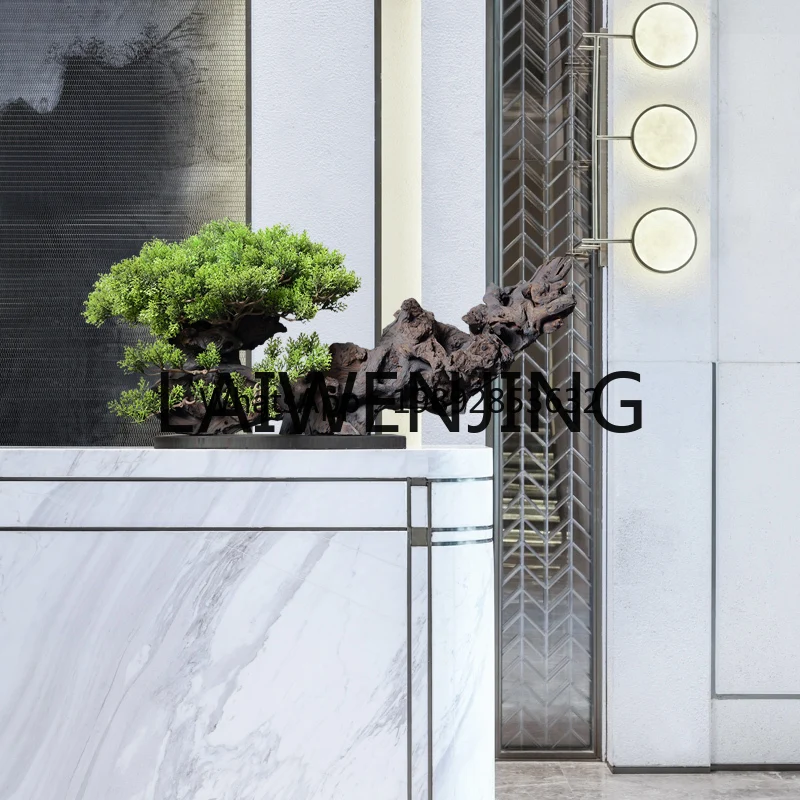 7ZSPGreenery Bonsai New Chinese Style Artificial Greeting Pine Decoration Tea Room Hotel Club Hallway Decorations