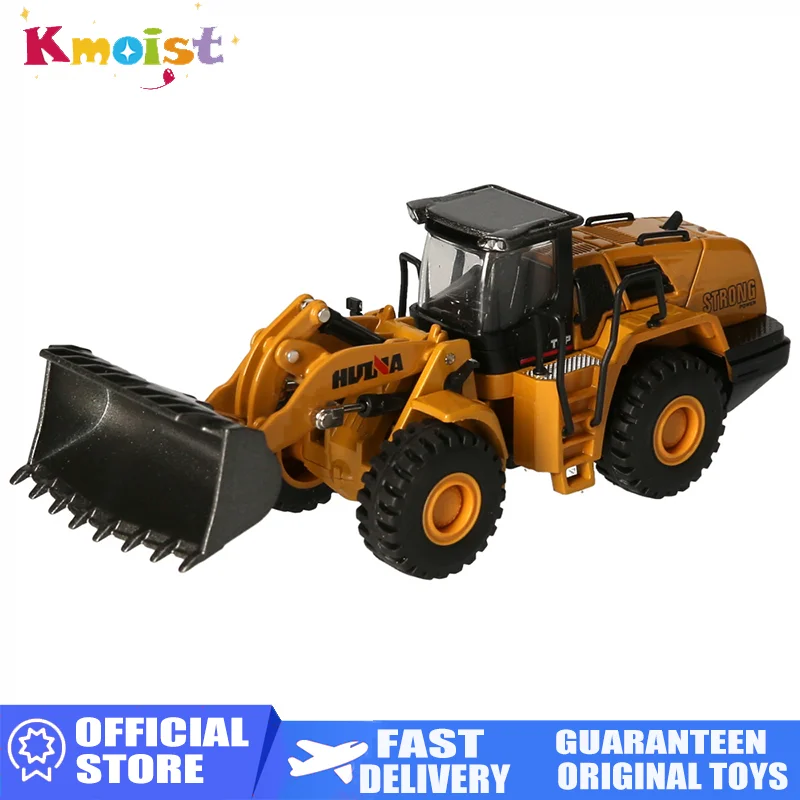 HUINA 1813 1/60 Mini Non-Remote Control Metal Alloy Road Roller Loader Engineering Truck Construction Car Gift Kids Toys for Boy