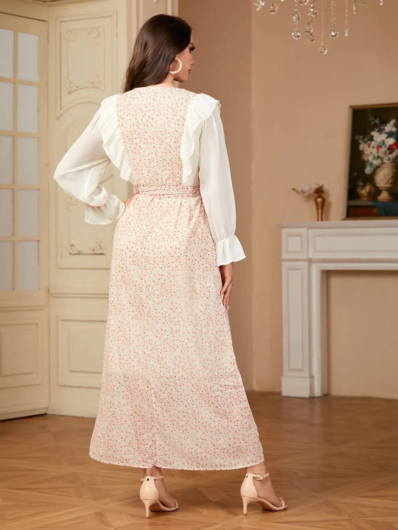 Marokko Bloemenprint Abaya voor Vrouwen Moslim Lange Jurk Chiffon Femme Vestidos Islam Gekleed Dubai Abaya Turkije Kaftan Caftan