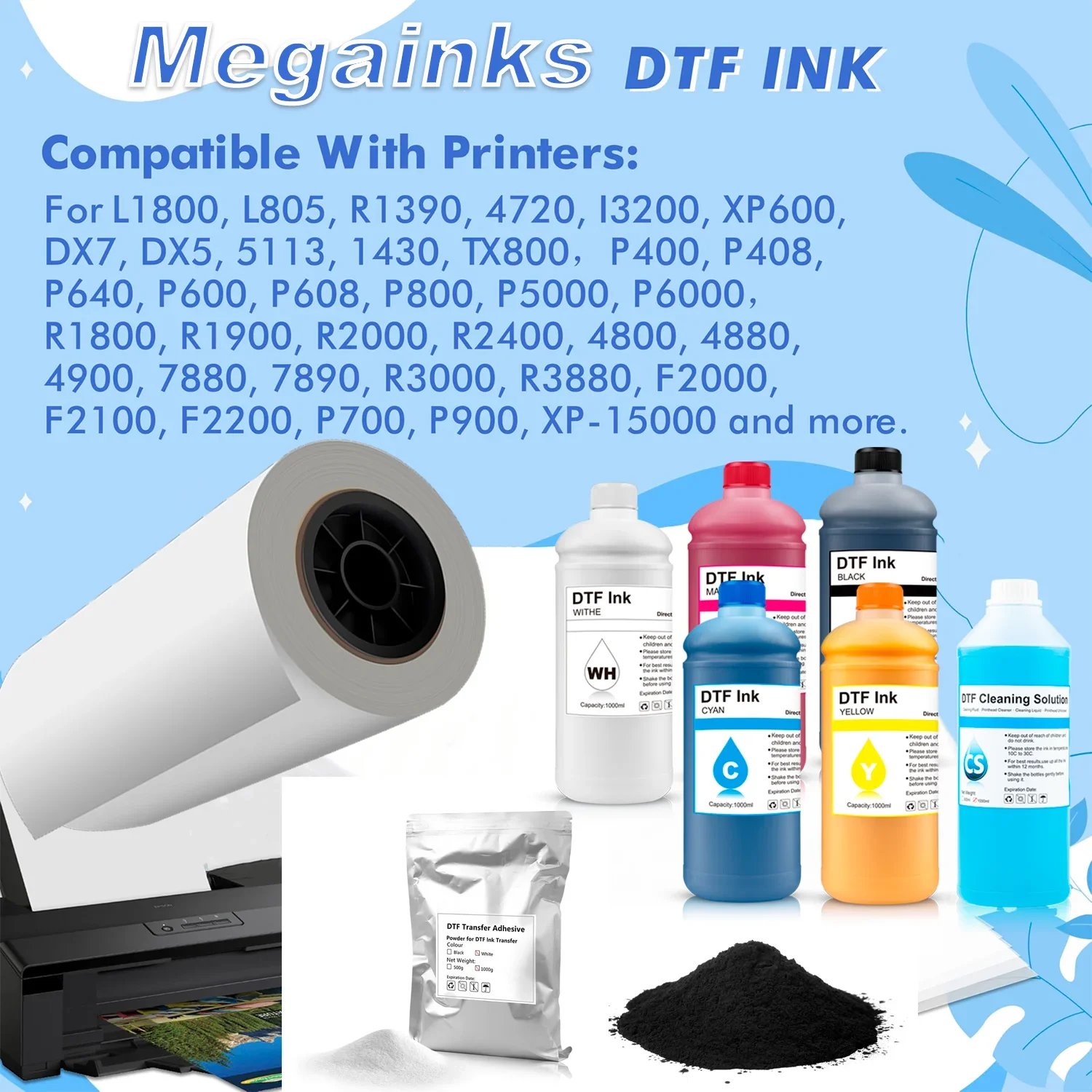 100ML DTF INK No Sediment for epson et8550 L1800 1390 DTF Transfer Ink for Pet Film DTF Printing Direct to Printer Film DTF ink