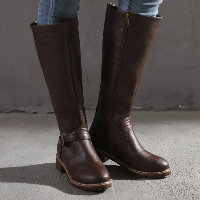 Shoes Women Boots Fashion Comfortable Waterproof Brown Long Boots for Women Plus Size Thigh High Boots Botas De Mujer 2023