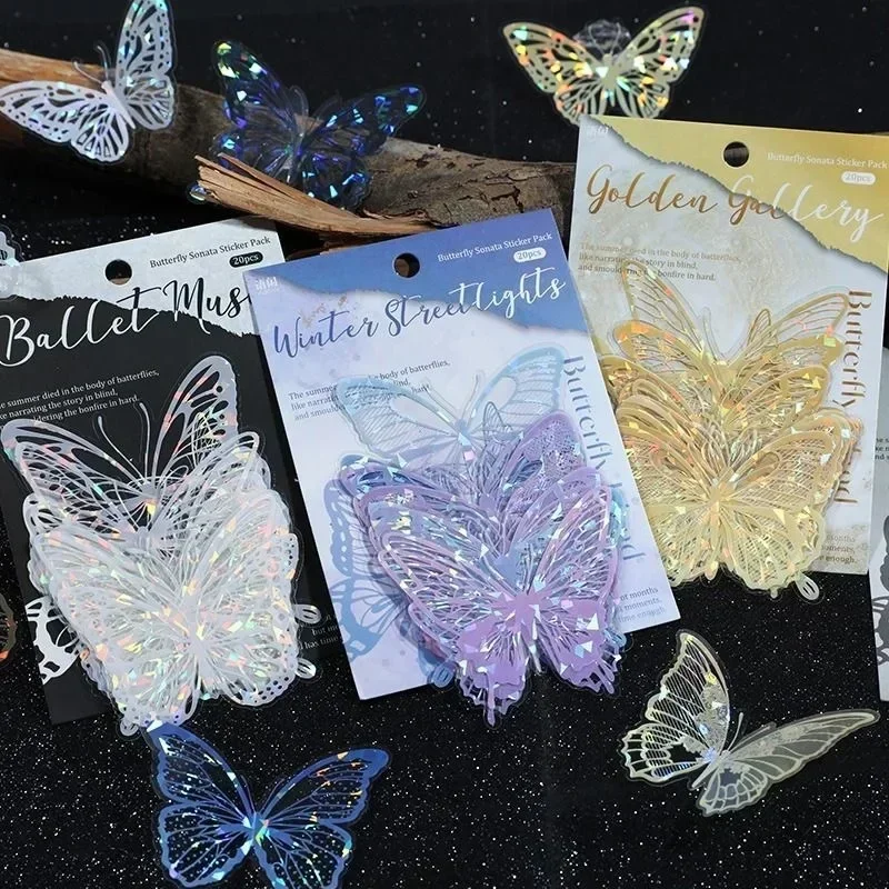 

20 Sheets Wall Stickers Shell Butterfly Hollow Lace Retro DIY Material Cake Decorative Supplies Scrapbooking Decoration Stickers