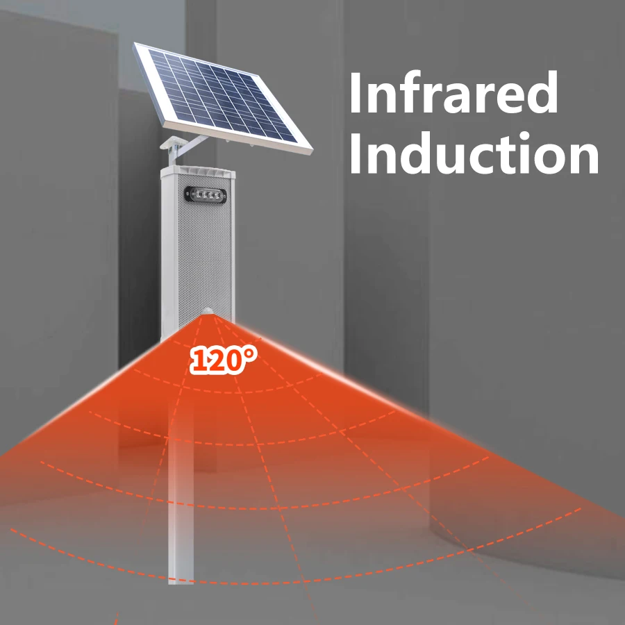 في الهواء الطلق إنذار صوتي بالطاقة الشمسية صفارة الإنذار الأشعة تحت الحمراء استشعار الحركة البشرية بارك السلامة صوت المطالبة المتكلم مع 433 التحكم عن بعد #1
