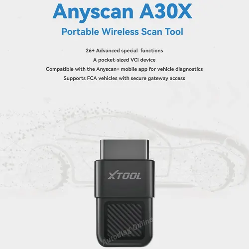 Imagen 2 del producto Escáner Bluetooth XTOOL A30X con 26+ servicios de reinicio, herramienta de diagnóstico automotriz, lector de códigos, escáner de diagnóstico para vehículos FCA, escaneo OBD2