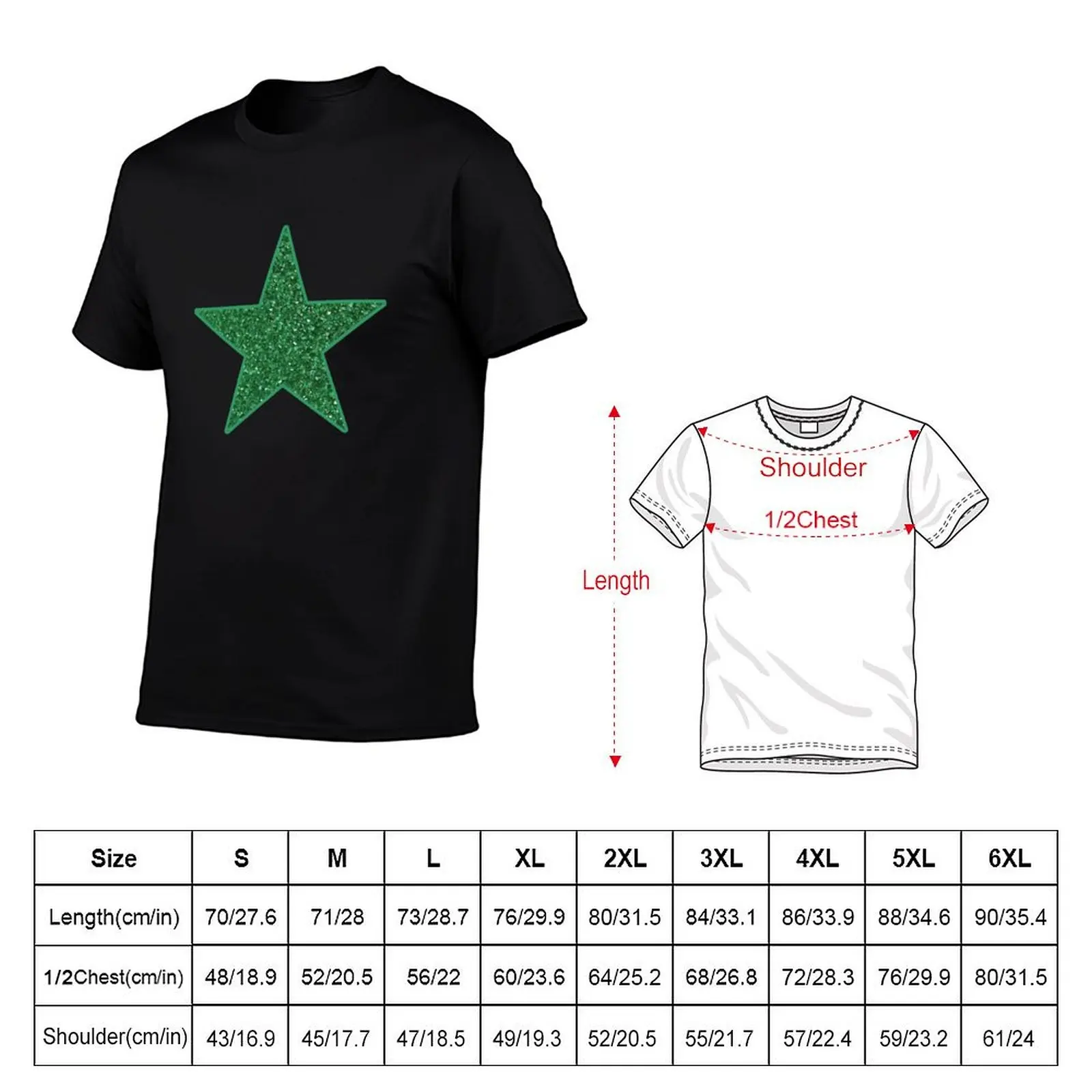 Green Crystal Glitter Star T-Shirt cotton t shirts man 100% t shirts for man pack white man t shirts for men casual T-shirt
