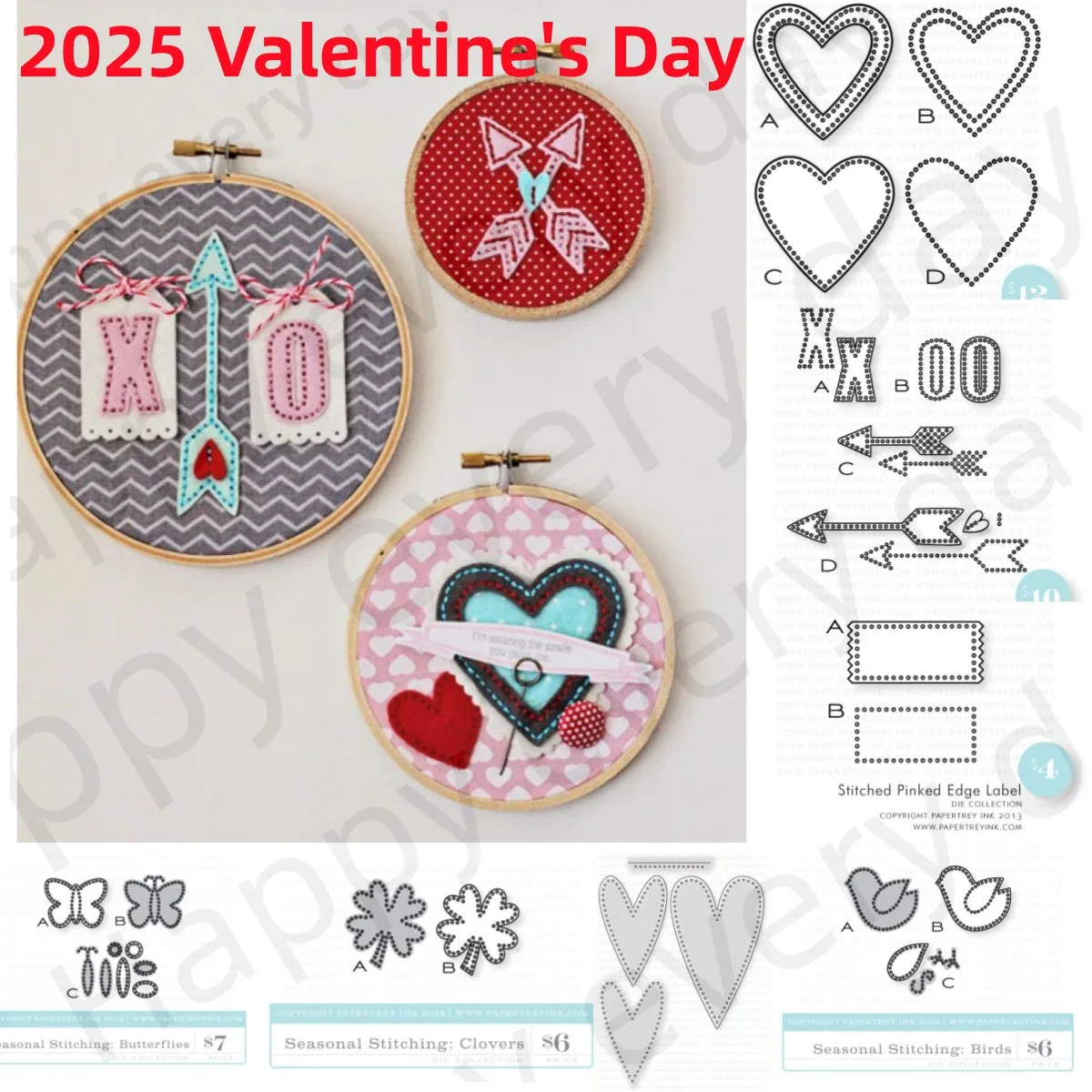 2025 Valentine's Day Love Heart Arrow Clovers Bunny Bag Metal Cutting Dies DIY Scrapbook Handcraft Gift Card Craft Decoration