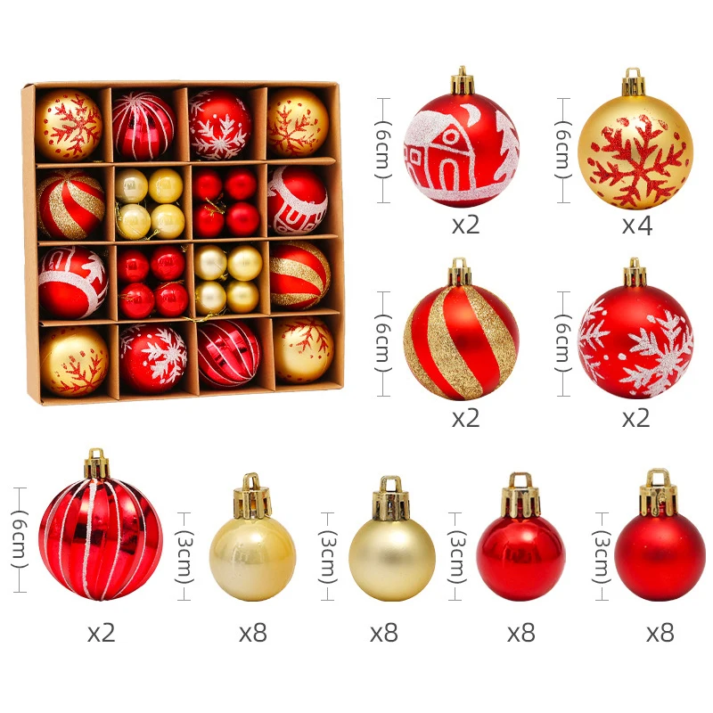 42/44Pcs Christmas Xmas Tree Ball Bauble Hanging Home Party Ornament Decor Tree Decoration Balls Party Hanging Pendant