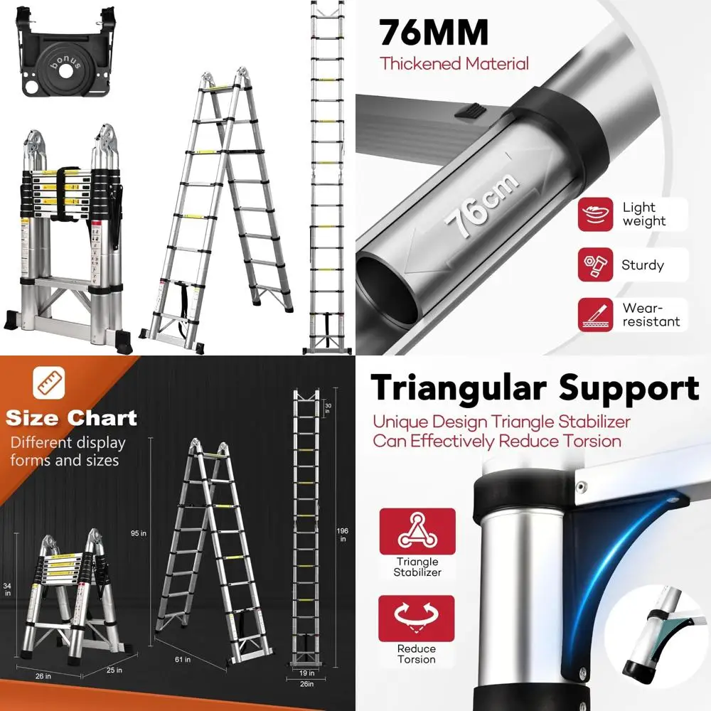 

Compact Aluminum Telescoping Ladder, 16.5 Ft Extension for RV Outdoor Camping Trips and Portable Use