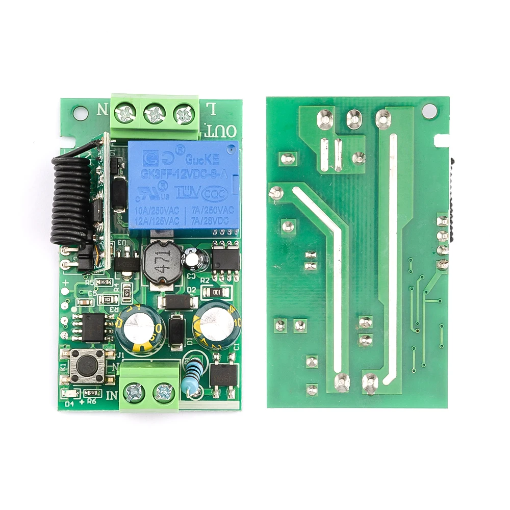 DC220V 433Mhz Draadloze Rf Afstandsbediening Schakelaar Leren Dc Draadloze Controle Module Relais Ontvangst Module