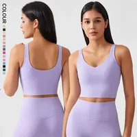 15 Cute Colors Dupes Light Support Tank Top V-neck Buttery-soft Feels Weightless Cropped Shirt Wide Hems Tight Fit Sports Bra