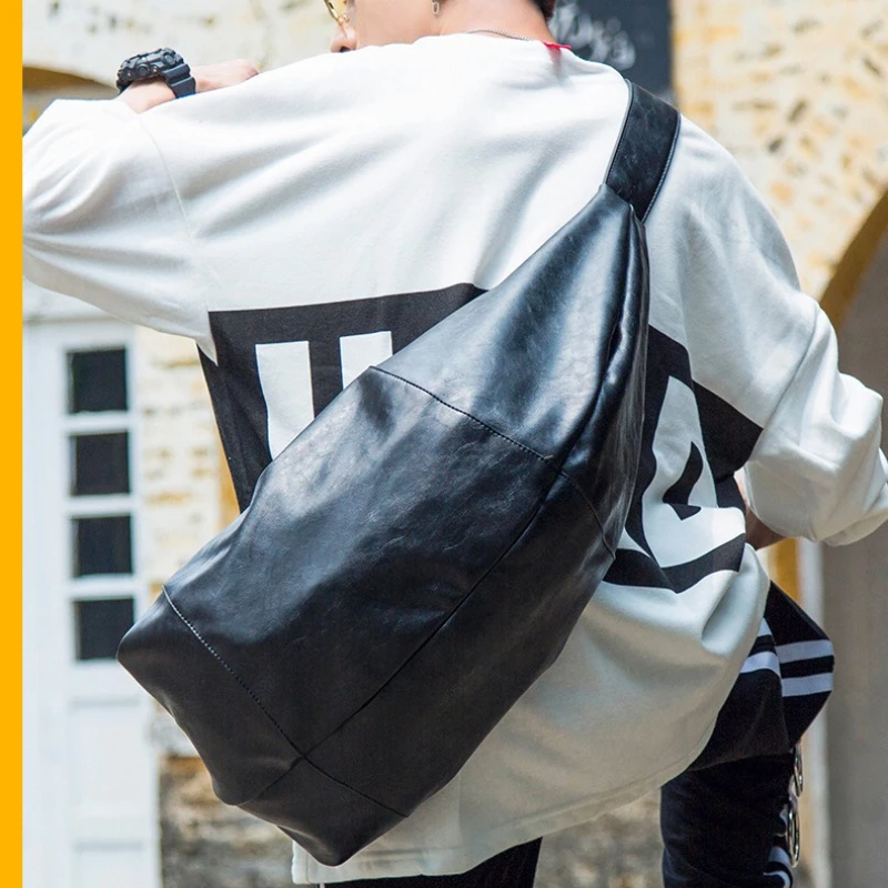 Men Hobos Soft PU Leather Crossbody Bag Korean Style Luxury Designer Men's Casual Large Capacity Personatity Travel Shoulder Bag