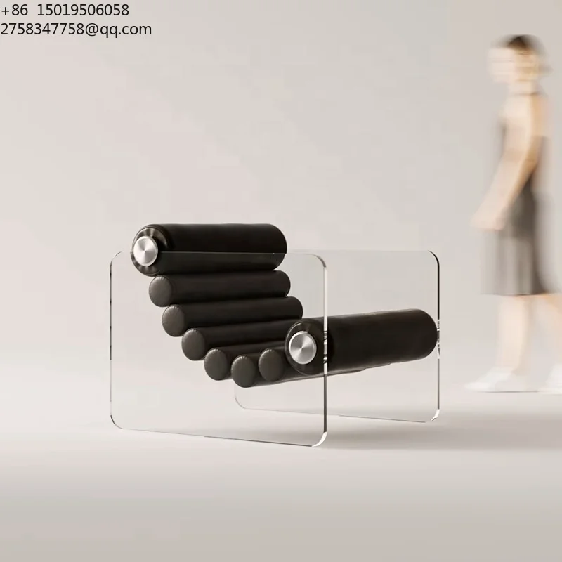 Italian Designer Recliner Chair Modern Minimalist Transparent Acrylic Single Sofa for Living Room Hotel & Club Made PU Material