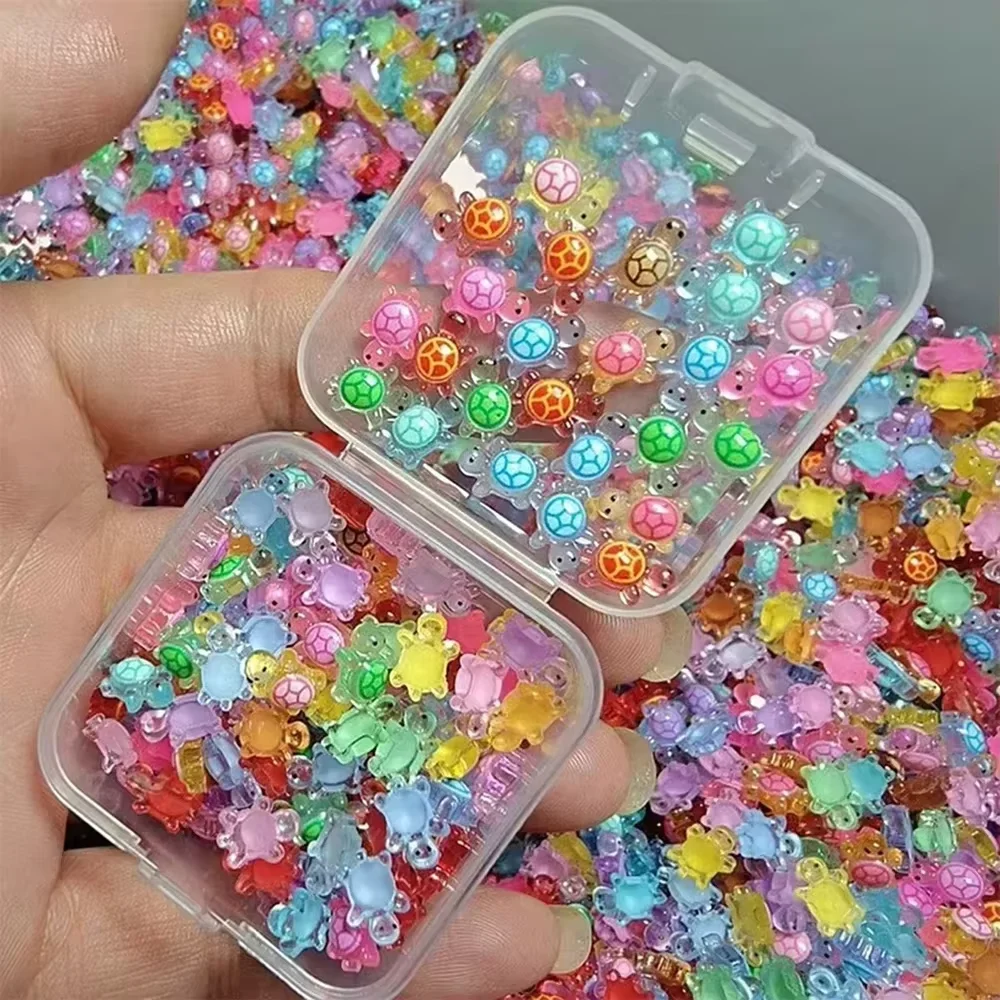 100 stuks mini hars schildpadden nachtgloeiende schildpadfiguren multifunctionele gloeiende schildpadminiaturen voor micro-landschapsarchitectuur