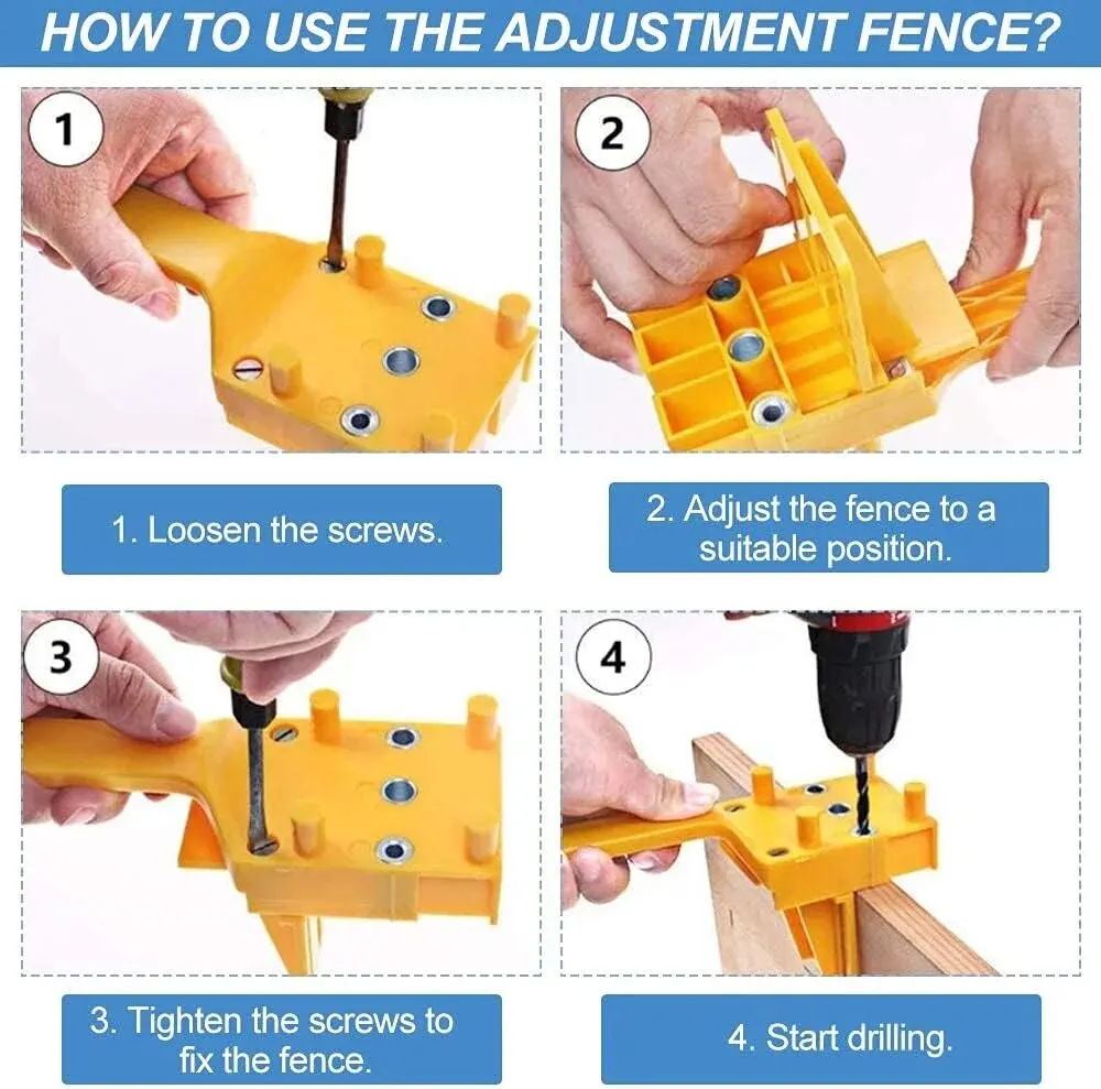 Woodworking Dowel Handheld Drill Guide and Hole Saw Tool 6/8/10mm Drill Bit For Carpentry Straight Hole Locator Clamp