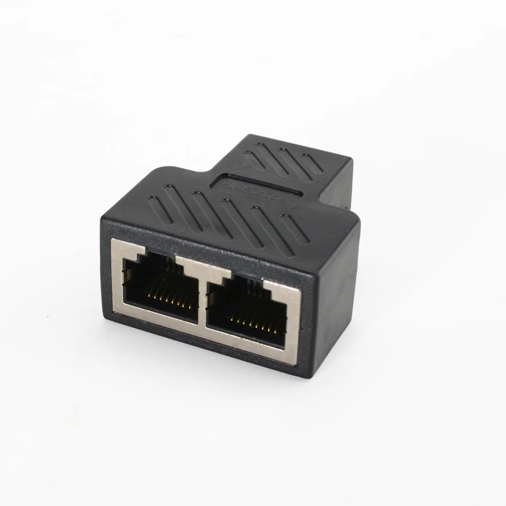 RJ45 Splitter 1-in 2-out Dual Female Port Ethernet Adapter for Cat5e Cat6 1000Mbps Home Office Network