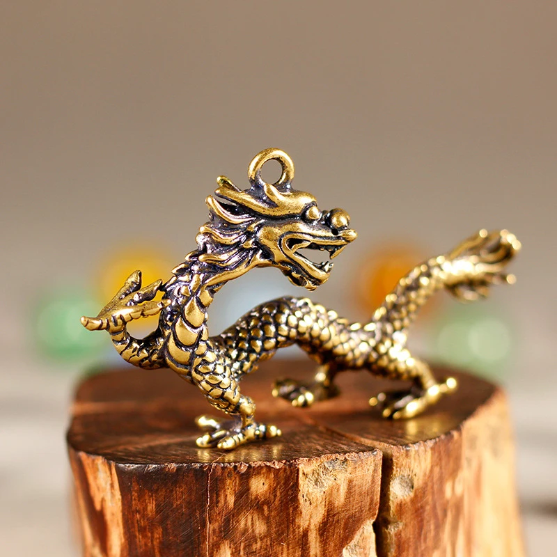 Chinese Beast Dragon Statue Bronze Figurine Ornaments Antique Copper Mythical Animal Miniature Home Decoration Crafts Collection