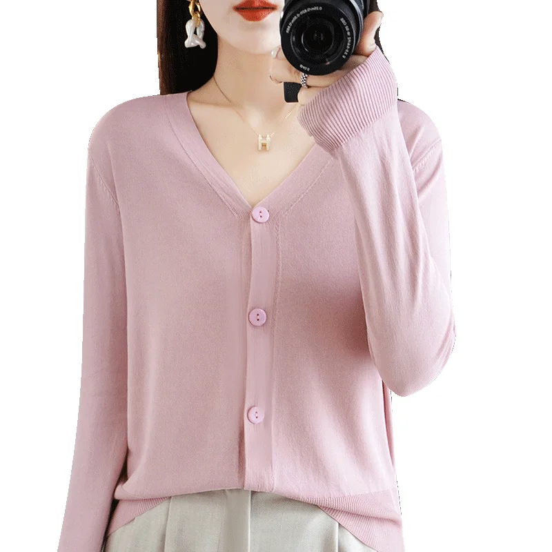 Ice Silk Knitted Cardigan Women's Thin Air Conditioning irt Summer with Strap Dr Small Outerwear awl Jaet V-ne Lon...