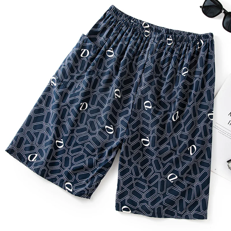 Sleeping Pants Men Cotton Silk Five-Minute Trousers with Letters of the Elastic Waist Beach Trousers Pajama Pants Casual Soft