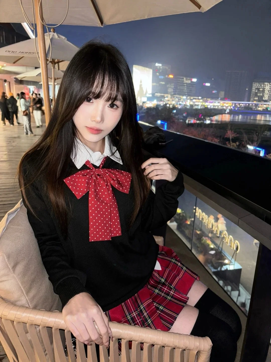 

Японский комплект в стиле JK: юбка в клетку и многослойный вязаный свитер с V-образным вырезом и длинными рукавами для женщин, осенний, в студенческом стиле