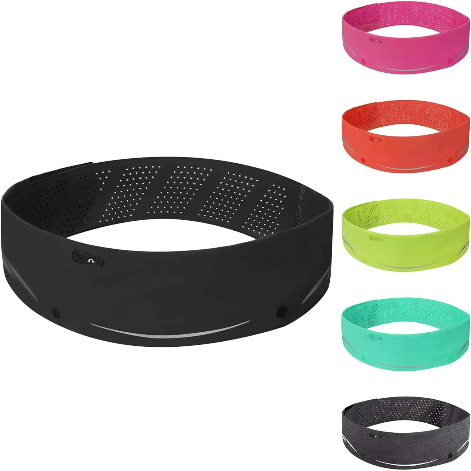 حزام جري أسود قابل للتعديل لتمارين الركض واللياقة البدنية في الماراثون، حزمة خصر خفيفة الوزن للنساء والرجال مع حامل هاتف - #1