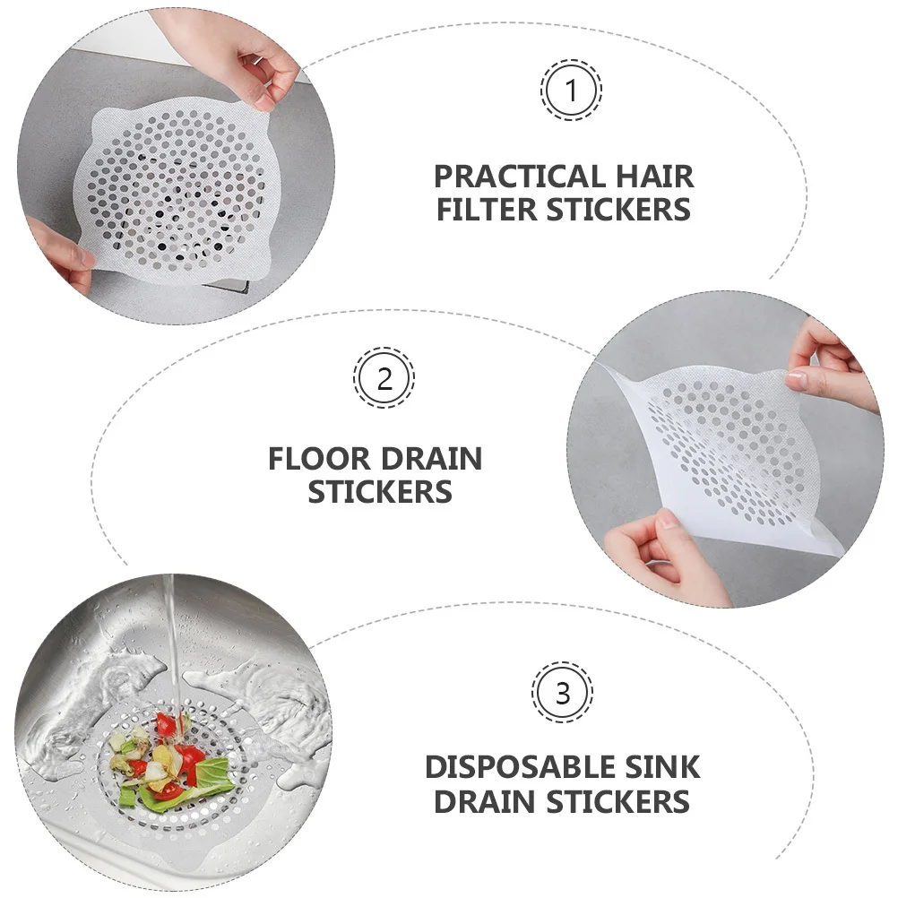 

30Pcs Floor Drain Hair Filter Stickers Strong Adhesion Anti-Blocking Filtering Screens Practical for Kitchen Bathroom Laundry