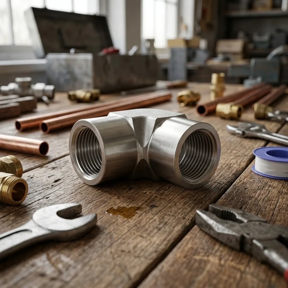 Industrial 3/4in 304 Stainless Steel 90 Degree Elbow Fitting NPT Female x Female High Pressure Pipe Connection Adapter