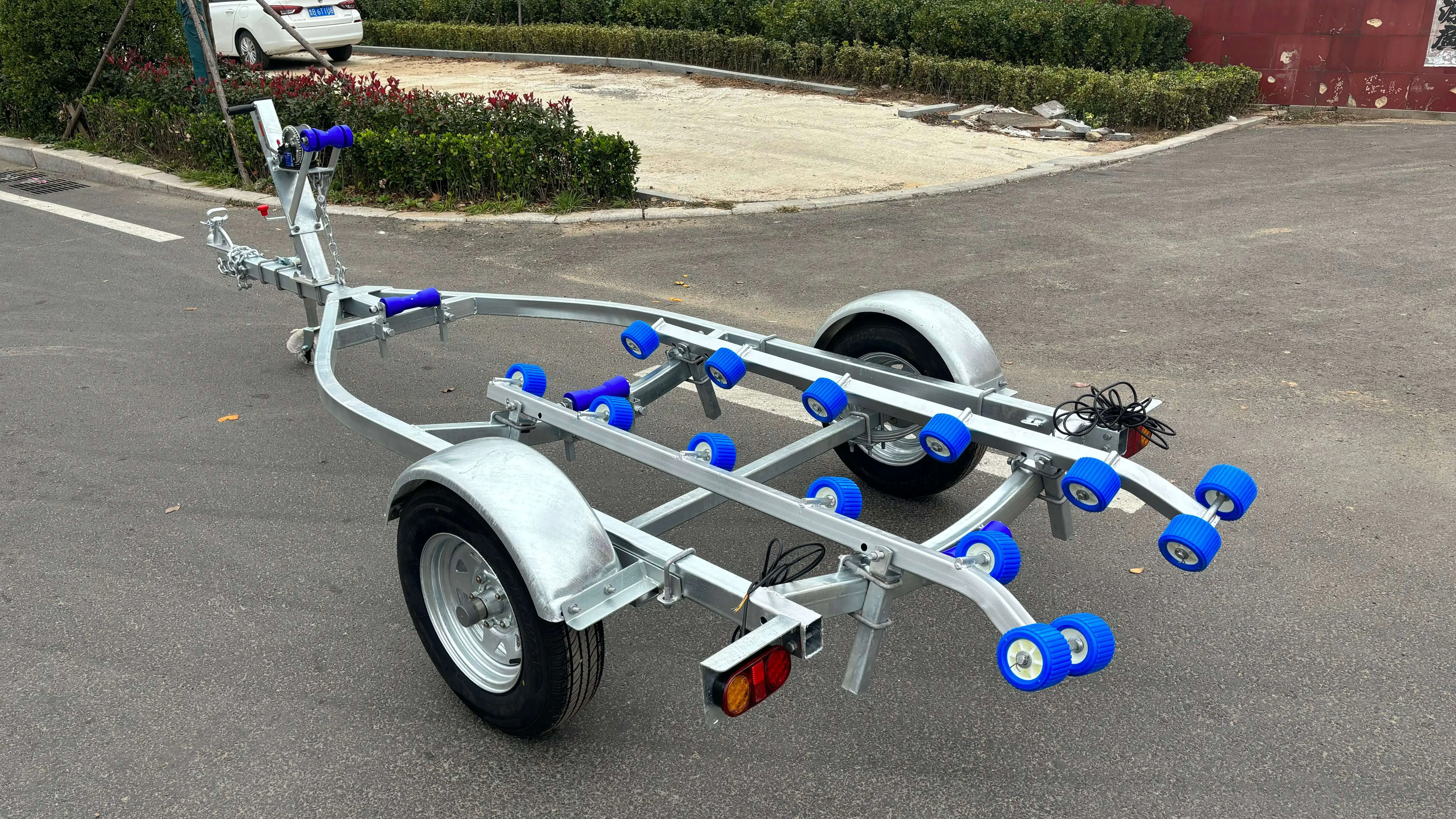 3.9m Jet Ski Galvanized Trailer for Boats Single Axle Wobbly Roller Hot Sales