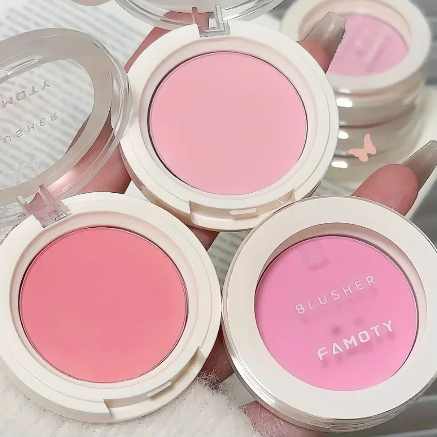 2025 لوحة أحمر الخدود أحادية اللون تدوم طويلاً مقاوم للماء مسحوق مضغوط ماتي أحمر الخدود لتحديد الخدين مستحضرات التجميل السفر #5