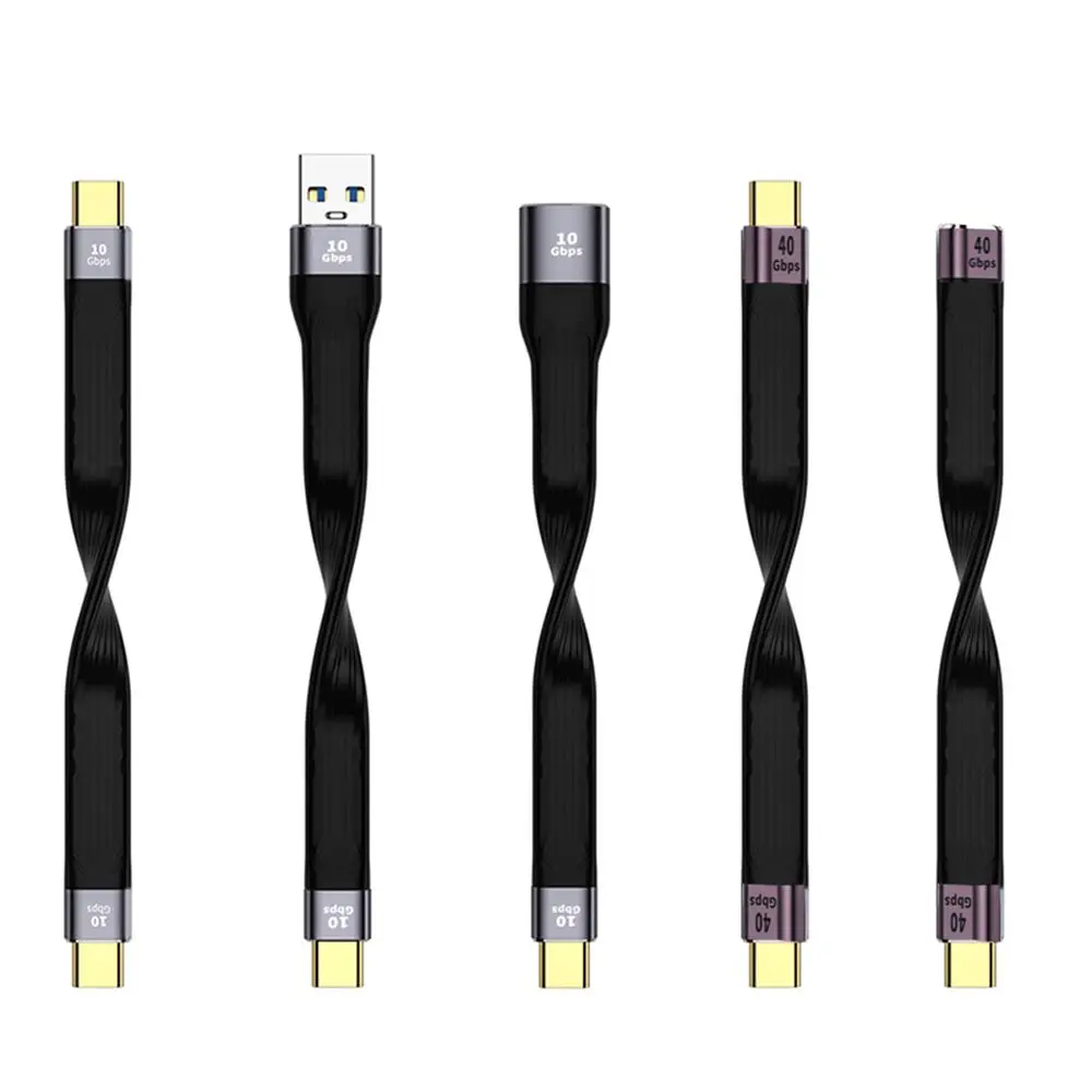 Krótki kabel USB C typ C przewód danych PD100W 20V/5A 40Gbps kabel szybkiego ładowania elastyczny E-Marker QC4 do laptopa telefon komórkowy