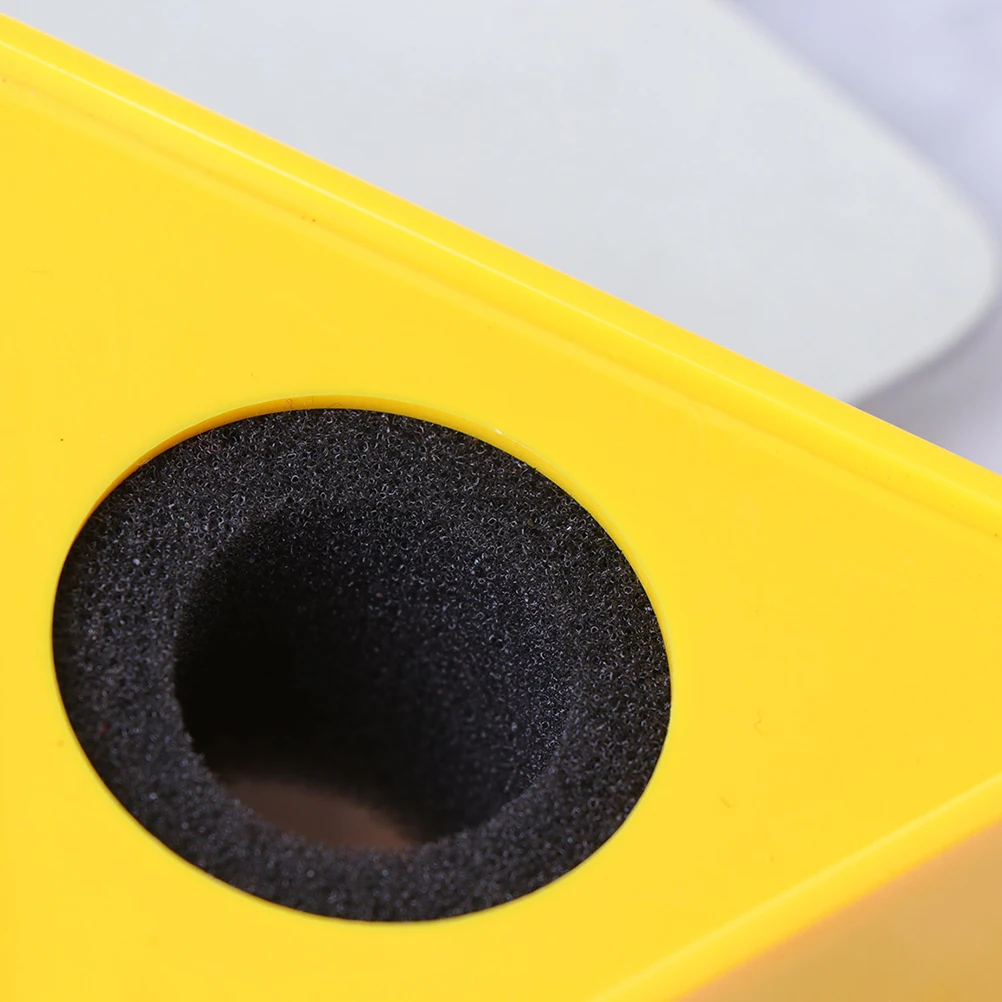 

2 Pcs Yellow Table Logo Microphone Flag Station Studio Flags ABS Injection Triangle