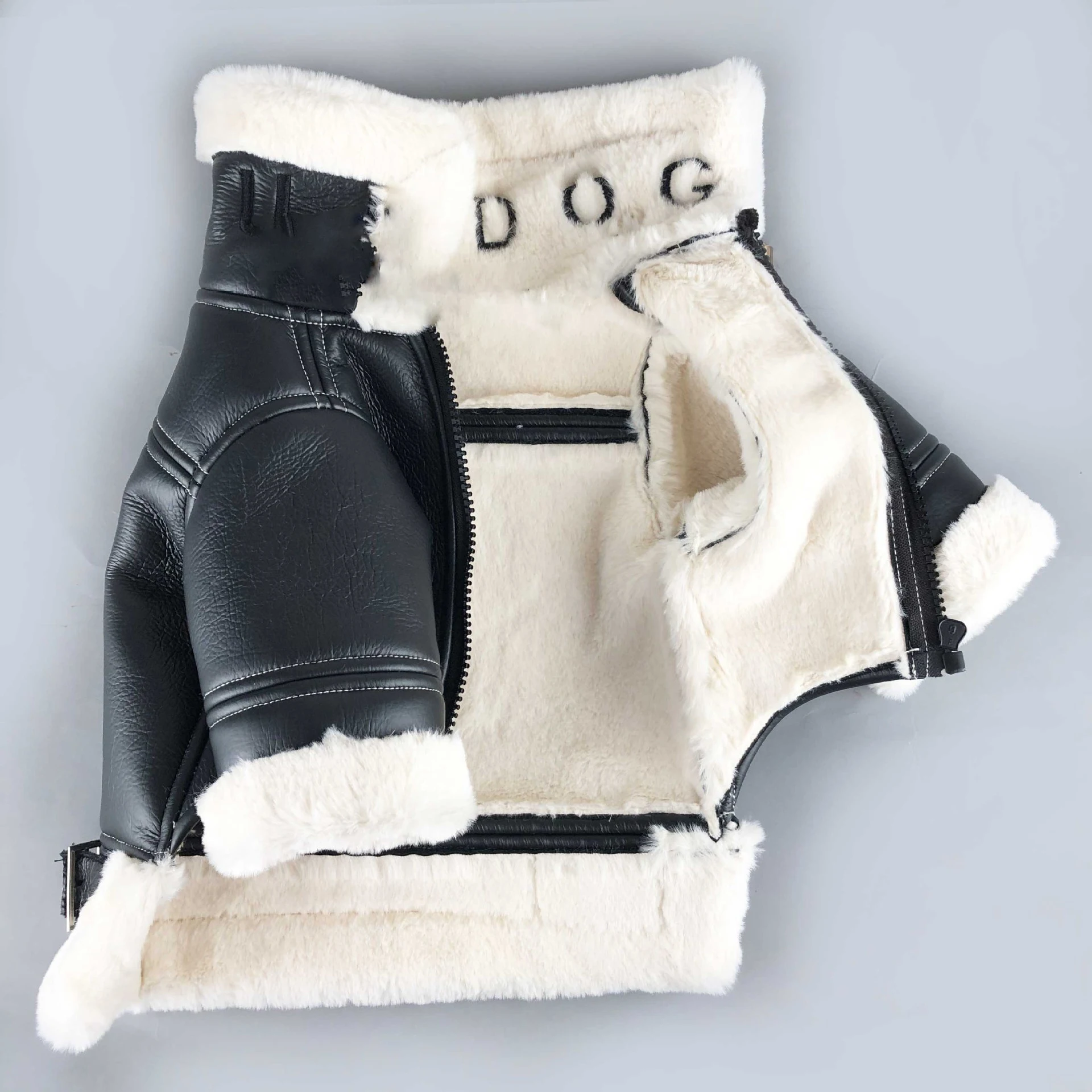 Dog Warm Winter Leather Clothing Motorcycle Jacket Small Dog Teddy Trench Coat Overall Pet Costume Dressing Gown Gabardina Perro