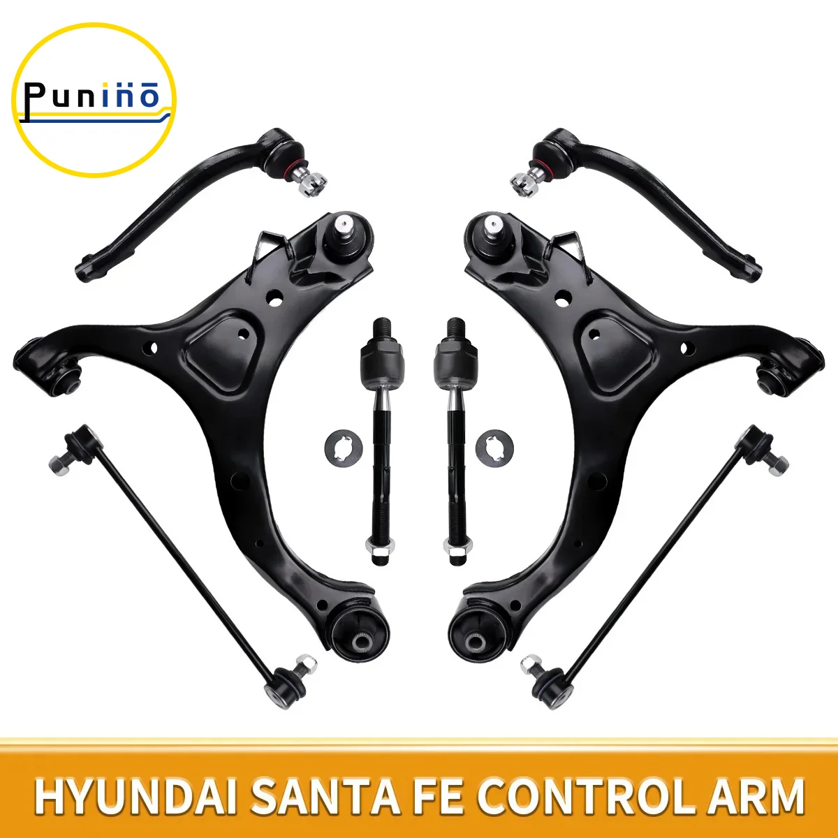 Punino Front Lower Control Arm Sway Bar Links 8pcs Set for Hyundai Santa Fe Kia Sorent 2007 2008 2009 2010 2011 2012 2013